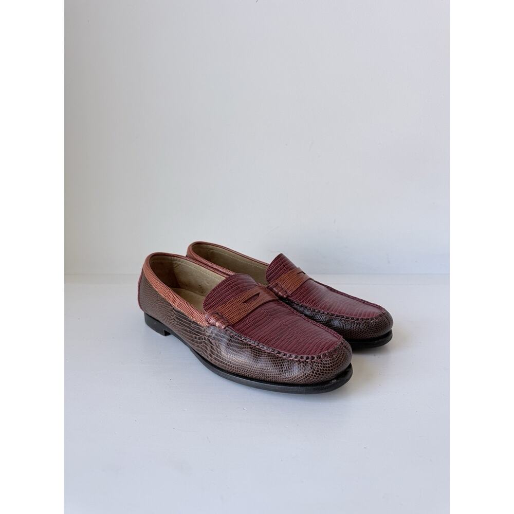 Fairmount Shoes Womens Leather Loafers Penny Shoes Flat Size 10 Snake Skin